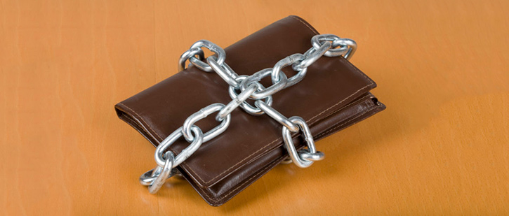 Wallet with chains around it