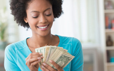 a woman counting money