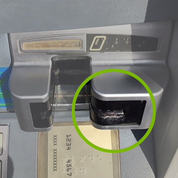damage to card reader slot on ATM