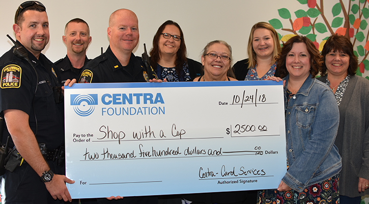 Centra donates $2500 to shop with a cop program