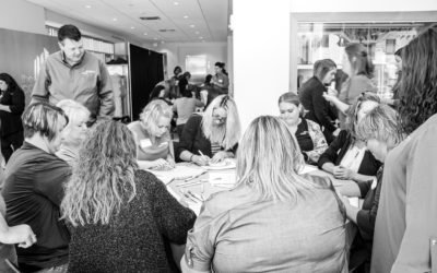Team members working on a service project for local organization