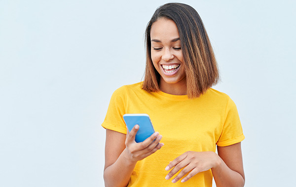 girl looking at phone