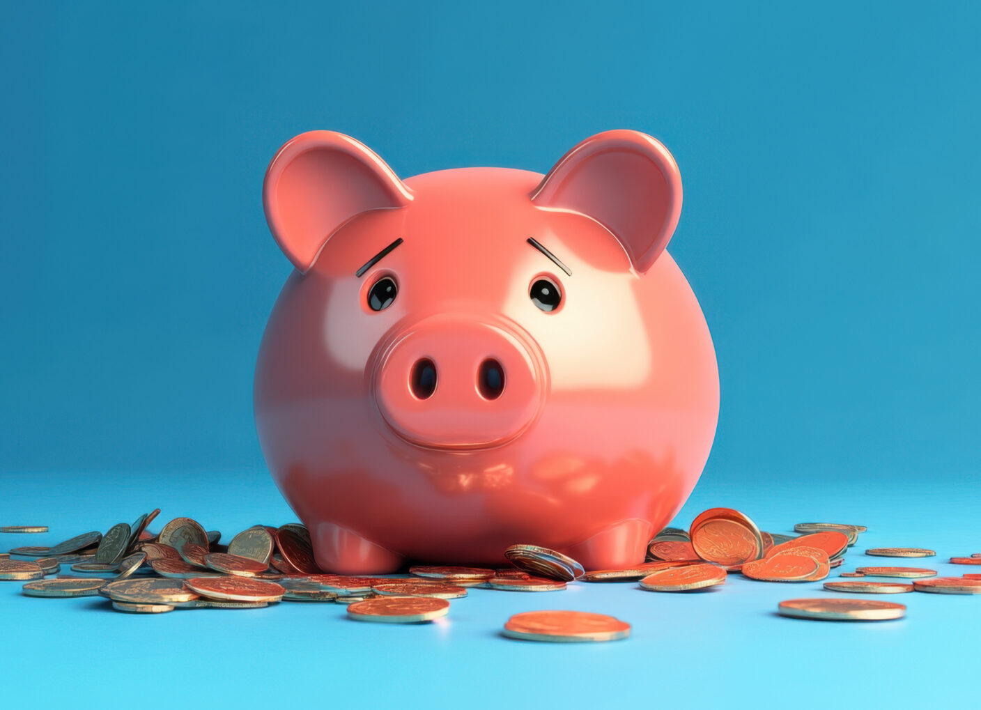 piggy bank and coins
